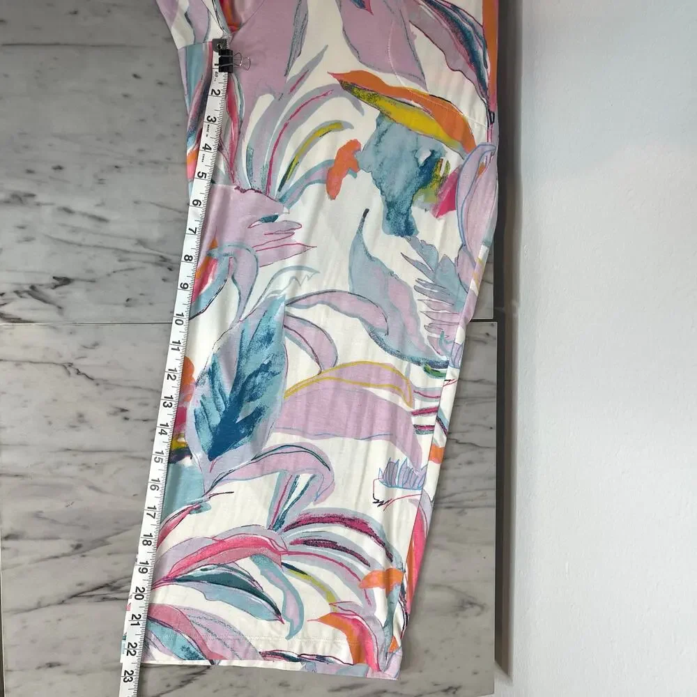 Soma Lounge Pajama Pants Women’s L Soft Stretch Floral Vibrant Multicolor Pastel - Picture 9 of 11